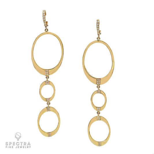 Diamond Dangling Earrings in 14k Yellow Gold