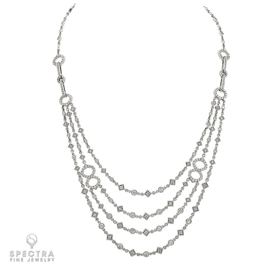 Diamond Multi-Strand Gold Necklace