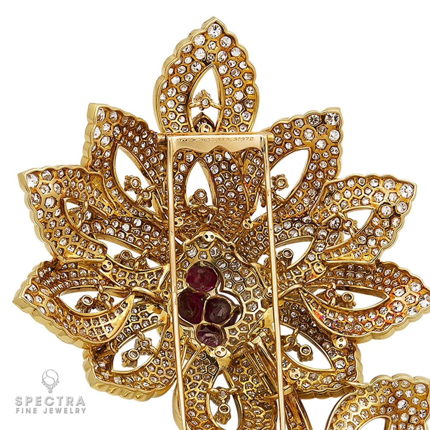 Mauboussin Diamond Ruby Flower Brooch