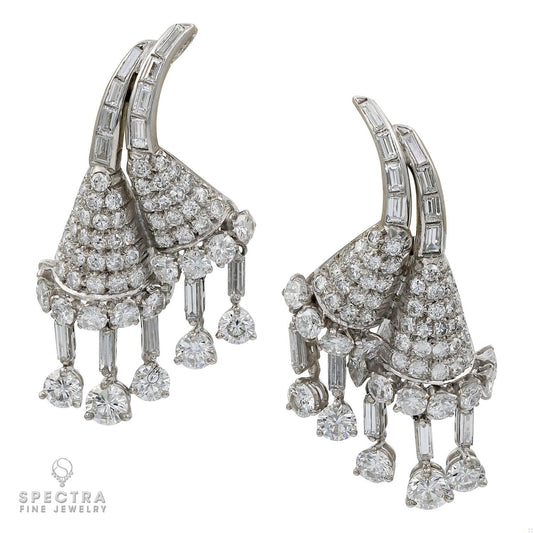 Drayson London Contemporary Diamond Floral Drop Earrings