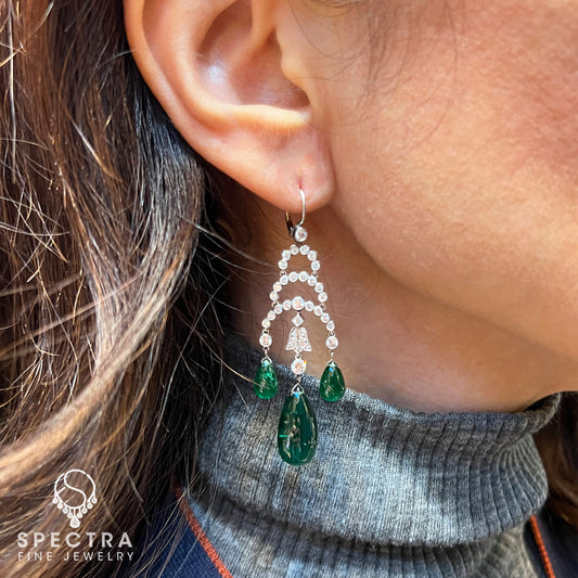 Spectra Fine Jewelry's Emerald Diamond Chandelier Earrings