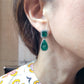Spectra Fine Jewelry Emerald Diamond Halo Drop Earrings