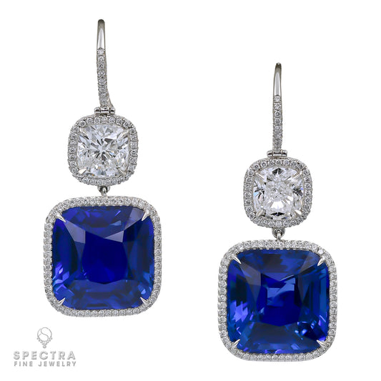 Spectra Fine Jewelry's Sparkling Sapphire Diamond Halo Earrings