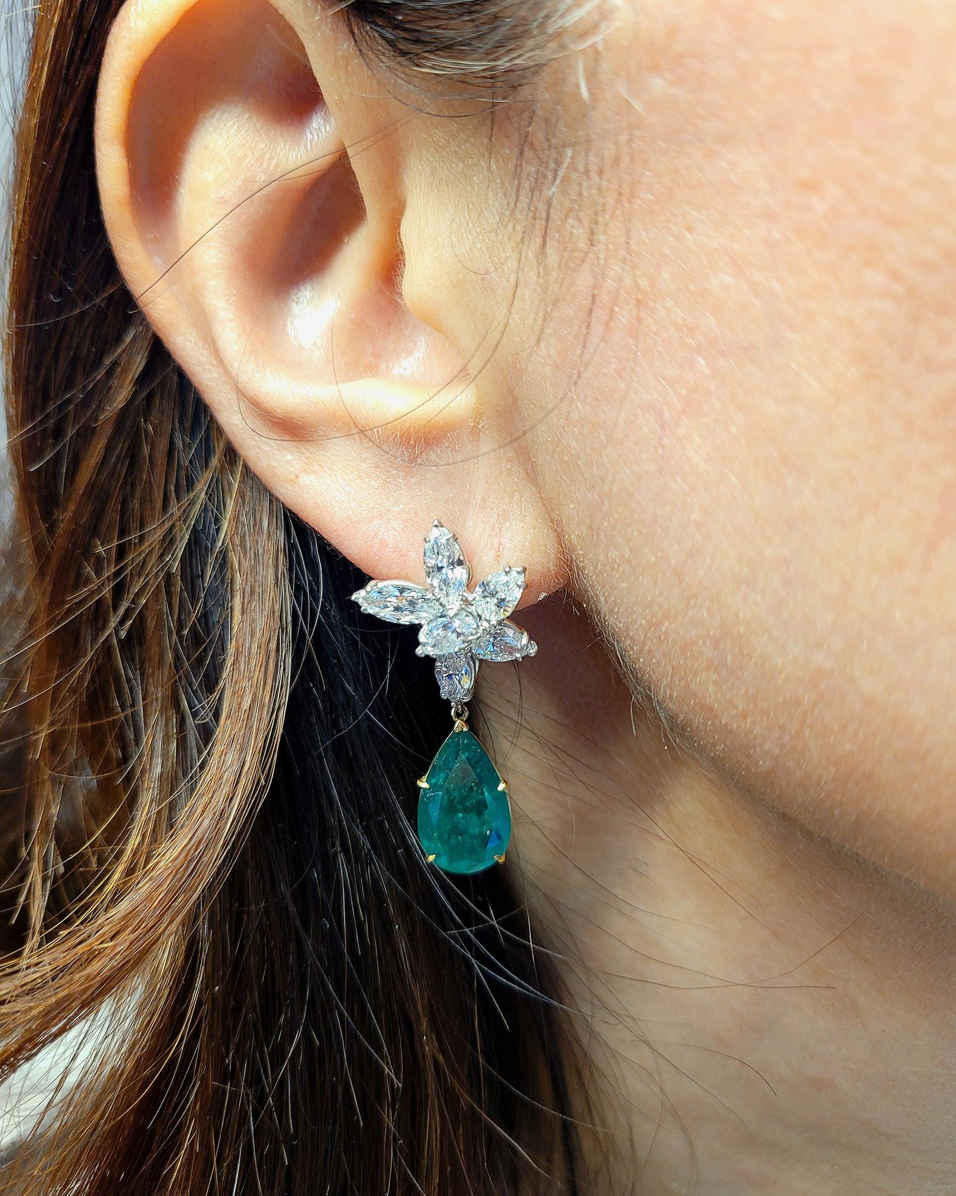 Spectra Fine Jewelry Colombian Emerald Diamond Drop Earrings