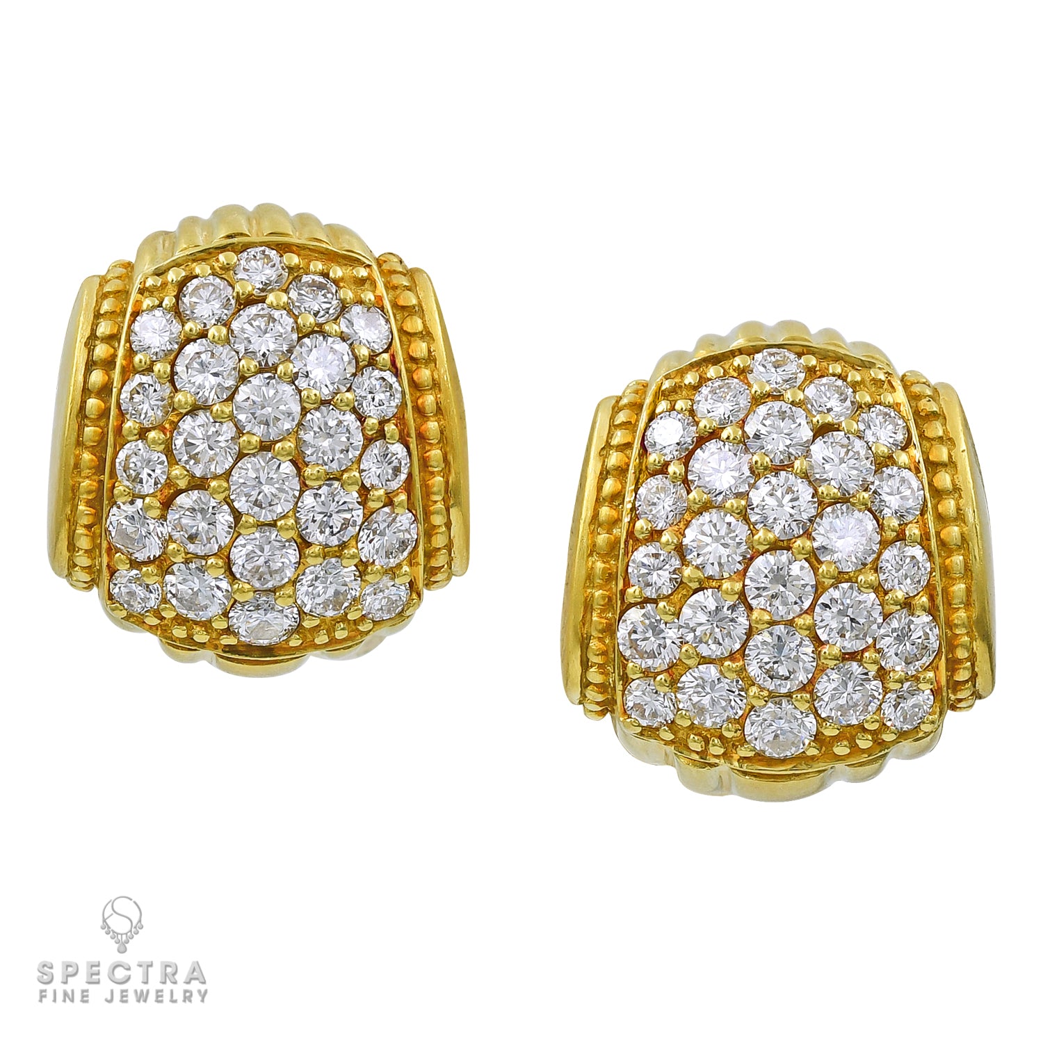 Judith Ripka Vintage Mid-Century Diamond Button Earrings