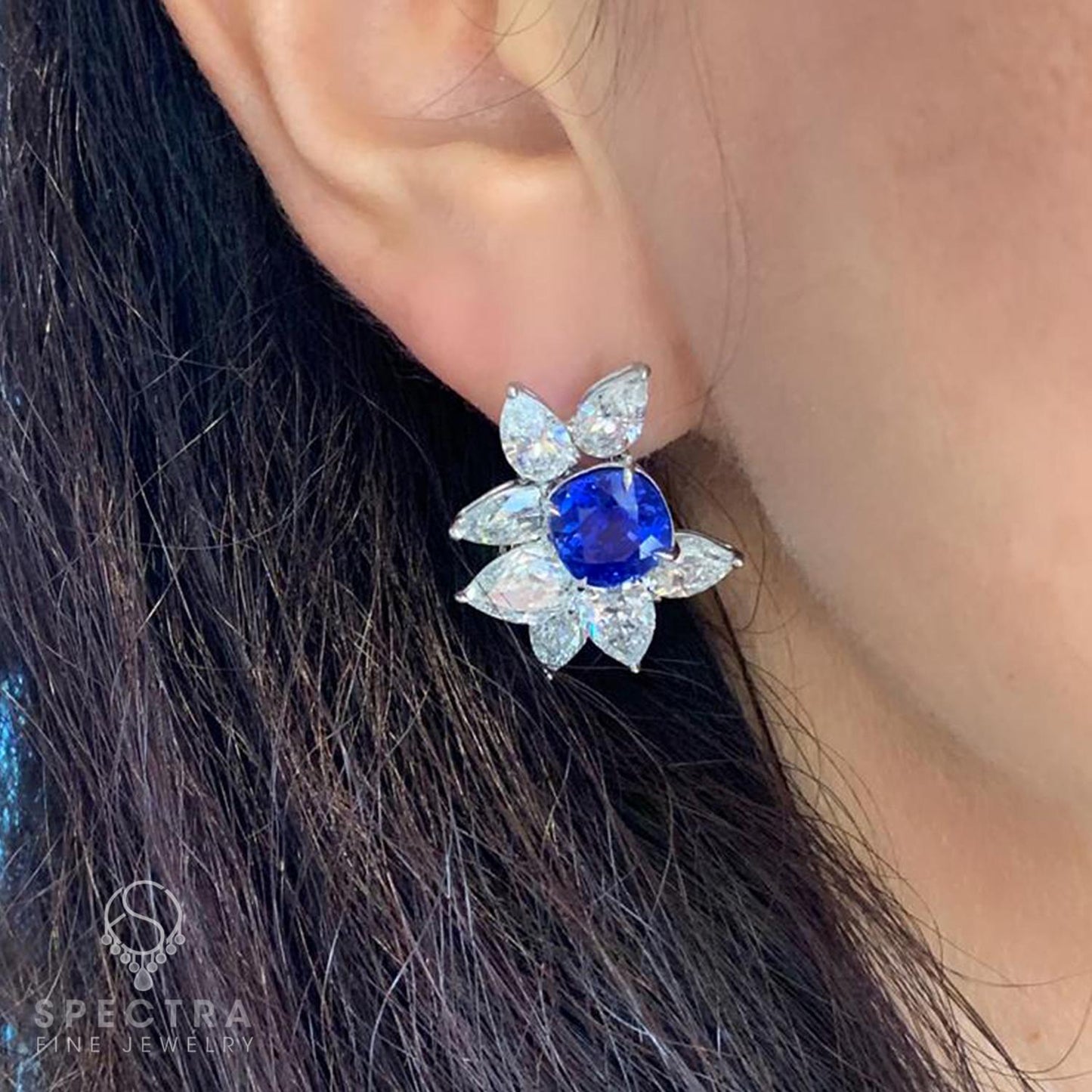 Spectra Fine Jewelry Kashmir Sapphire Cluster Earrings