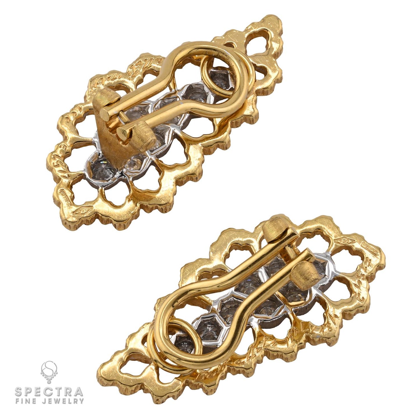 Buccellati 18k Yellow and White Gold Diamond Earrings