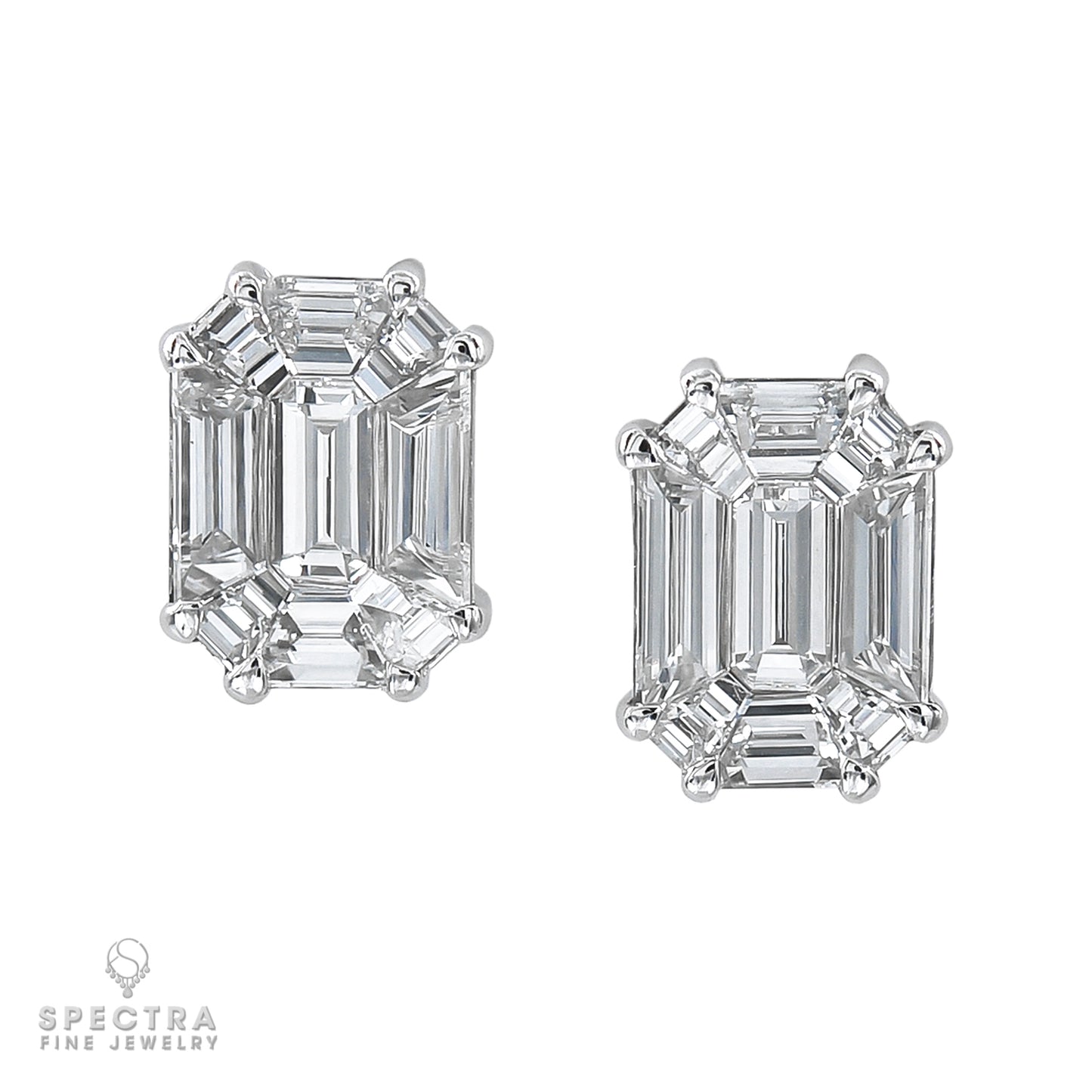 Spectra Fine Jewelry Illusion Diamond 18K White Gold Stud Earrings