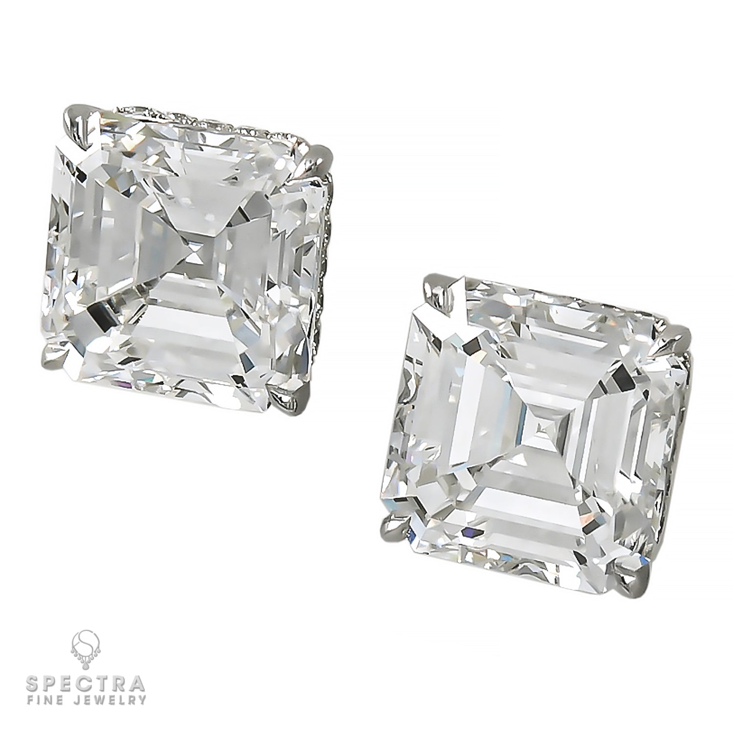 GIA Certified Asscher-cut Diamond Stud Earrings in Platinum