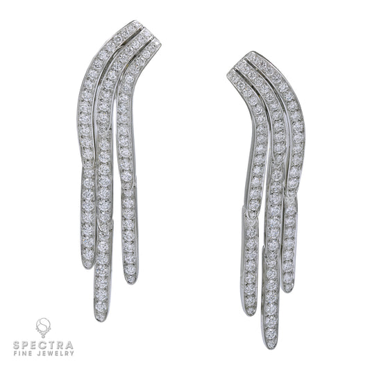 Cartier Vintage Diamond Pave Waterfall Drop Earrings