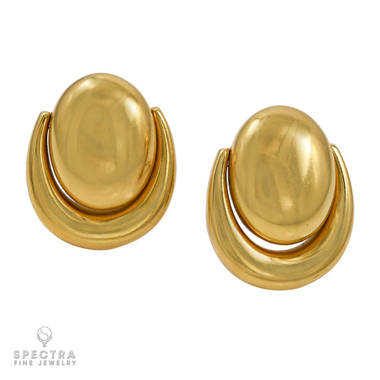 David Webb Vintage Gold Button Earrings