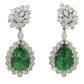 Contemporary Colombian Emerald Diamond Halo Cluster Drop Earrings