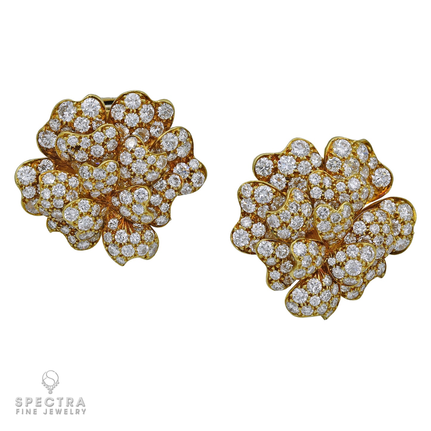 Van Cleef & Arpels Diamond Camellia Gold Earrings