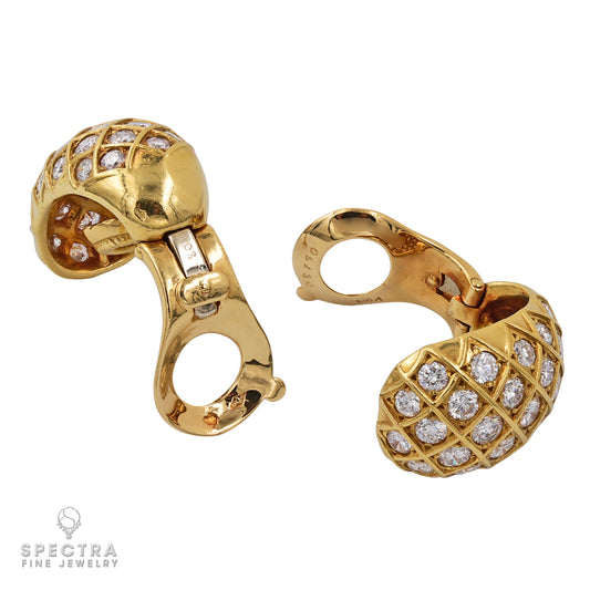 Van Cleef & Arpels Vintage Diamond Crosshatch Button Earrings