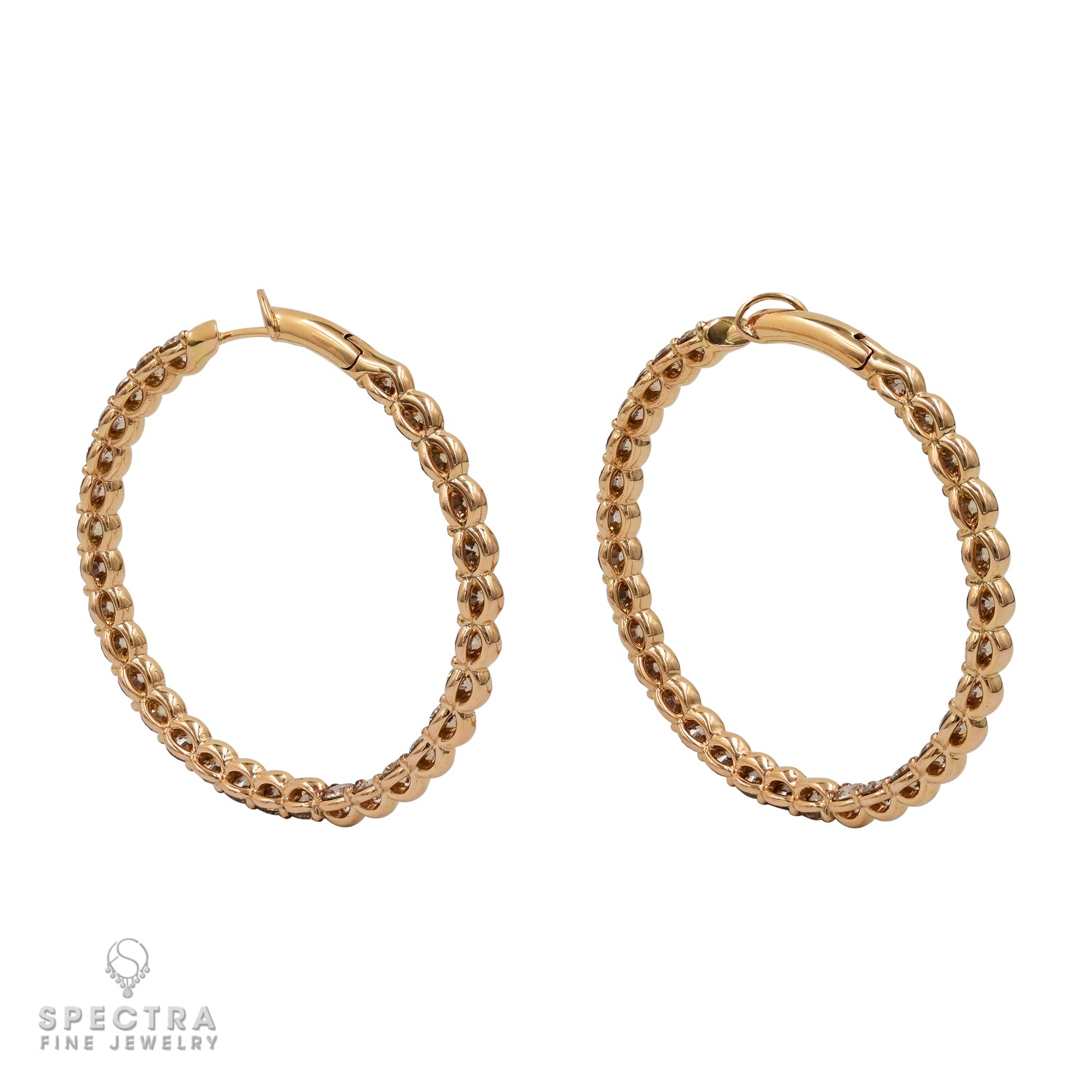 Spectra Fine Jewelry Diamond Inside-Out Rose Gold Classic Hoop Earrings