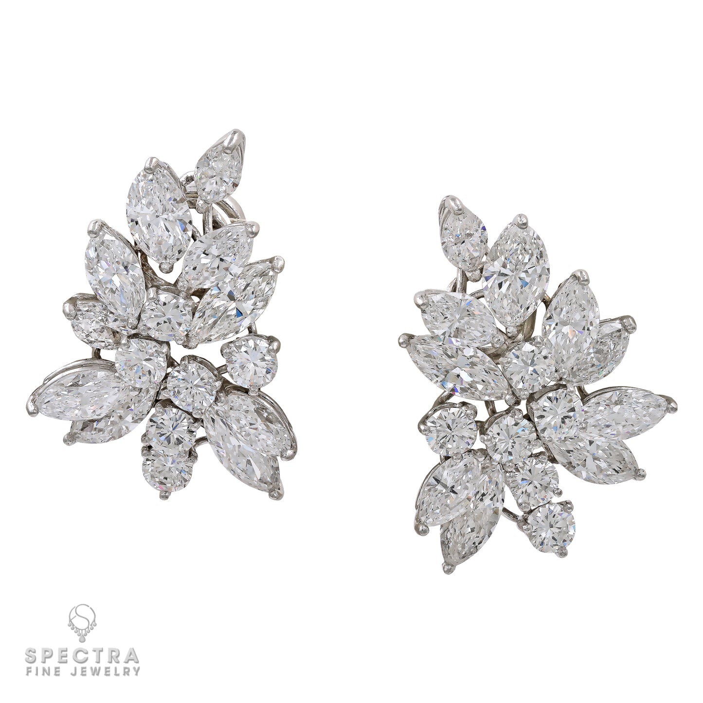 Harry Winston 19cts Diamond Cluster Earrings in 18K White Gold