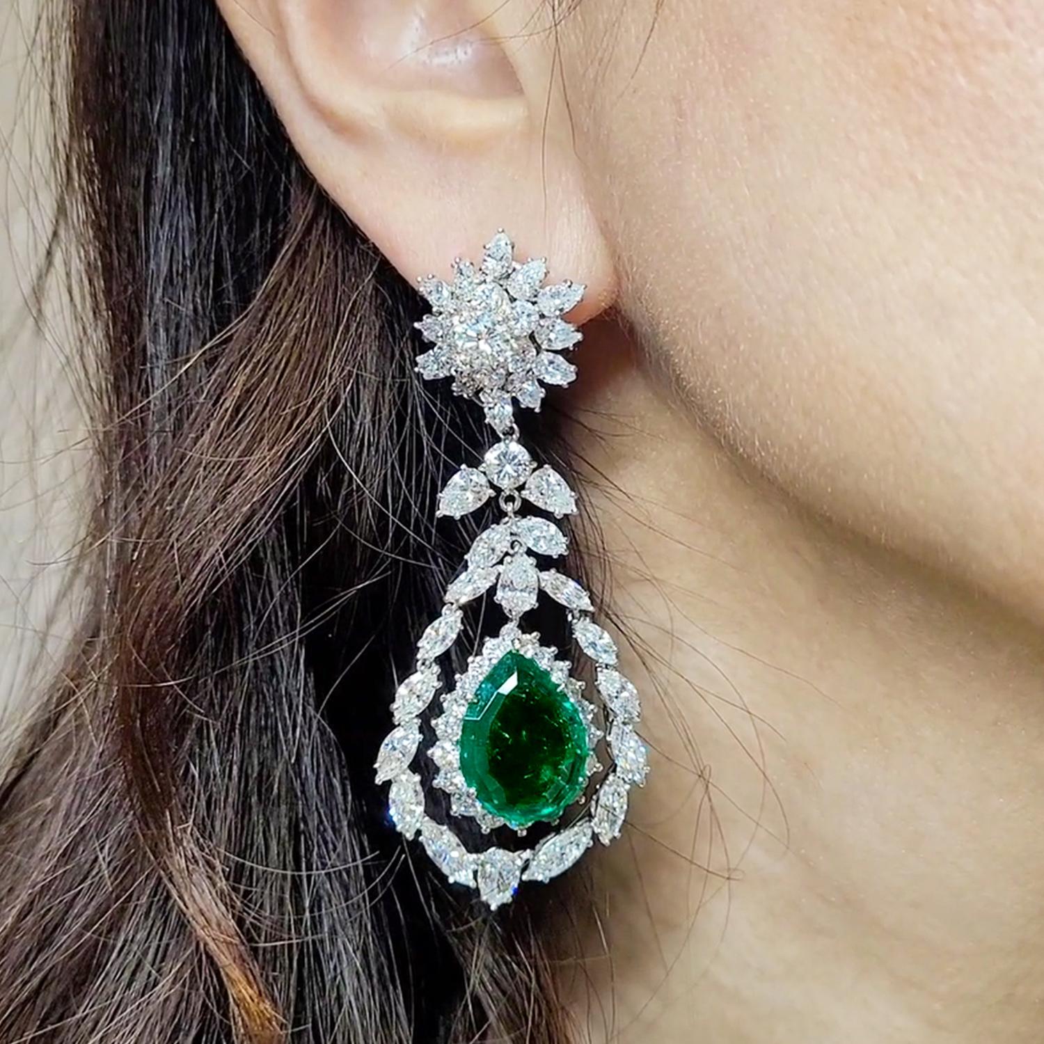 Tiffany & Co. Colombian Emerald and Diamond Drop Earrings