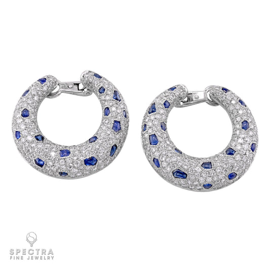 Cartier 'Panthère' Sapphire and Diamond Ear Clips - Large