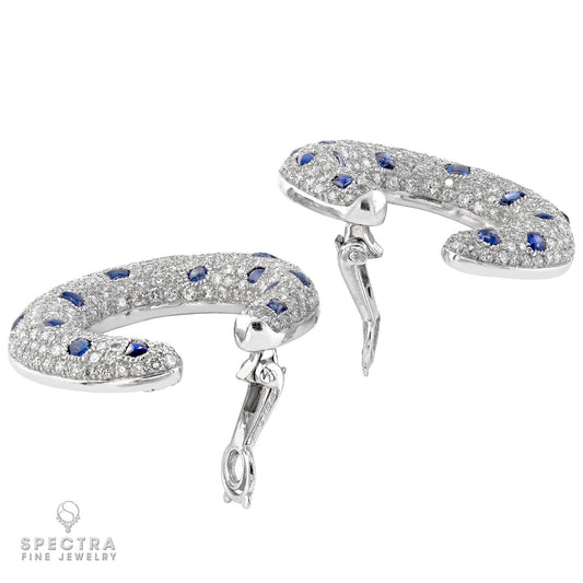 Cartier 'Panthère' Sapphire and Diamond Ear Clips - Large