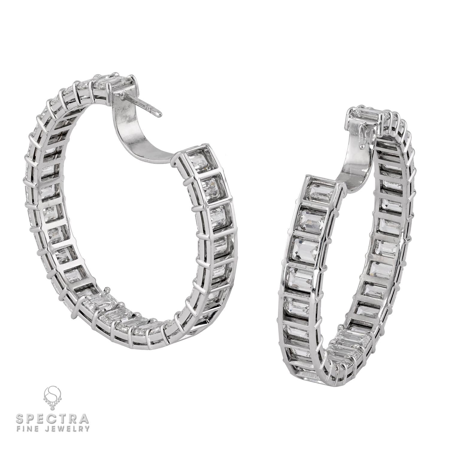 Spectra Fine Jewelry 21.57 cts. Emerald-cut diamond Inside-Out Hoop Earrings