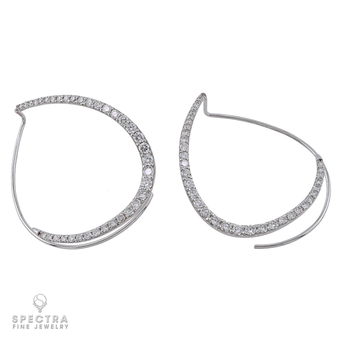 3.60 cts. Diamond Irregular Hoop Earrings