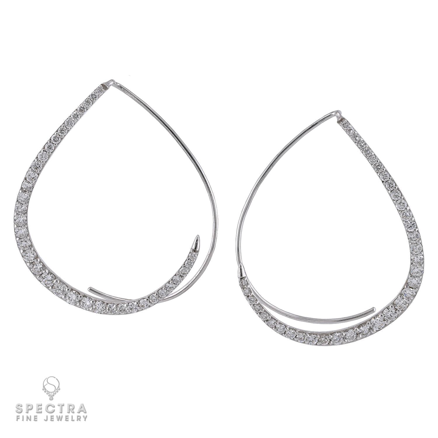 3.60 cts. Diamond Irregular Hoop Earrings