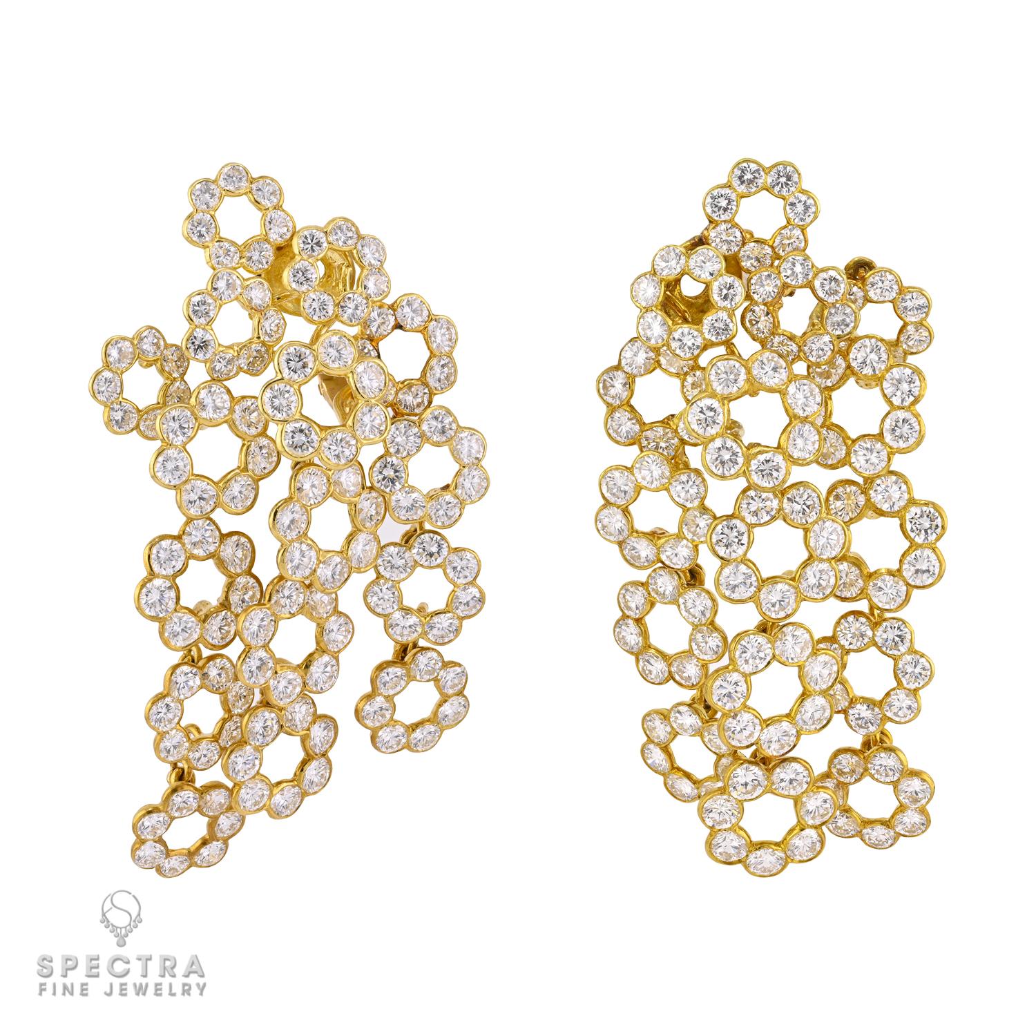 M. Gerard Diamond Chandelier Earrings in 18K Gold, 13.50 Carats
