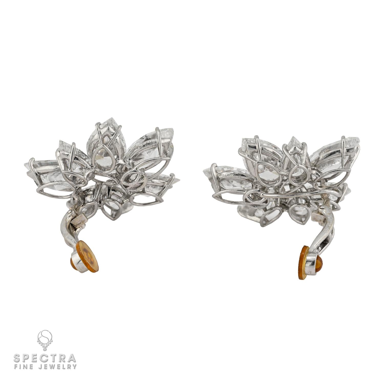40.22 cts. Diamond Cluster Earrings in Platinum & 18K Gold