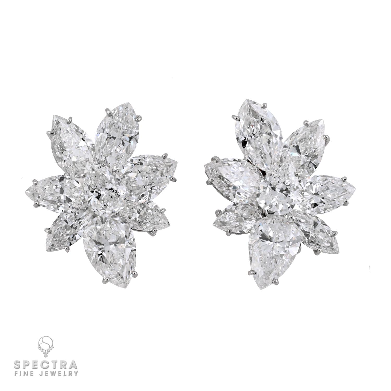 40.22 cts. Diamond Cluster Earrings in Platinum & 18K Gold