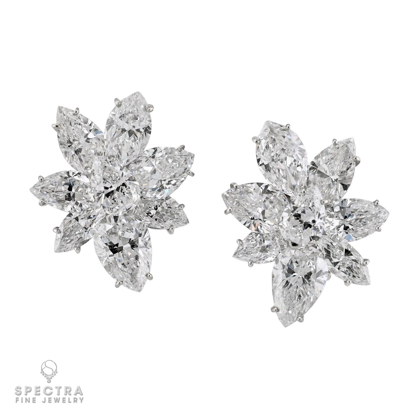 40.22 cts. Diamond Cluster Earrings in Platinum & 18K Gold