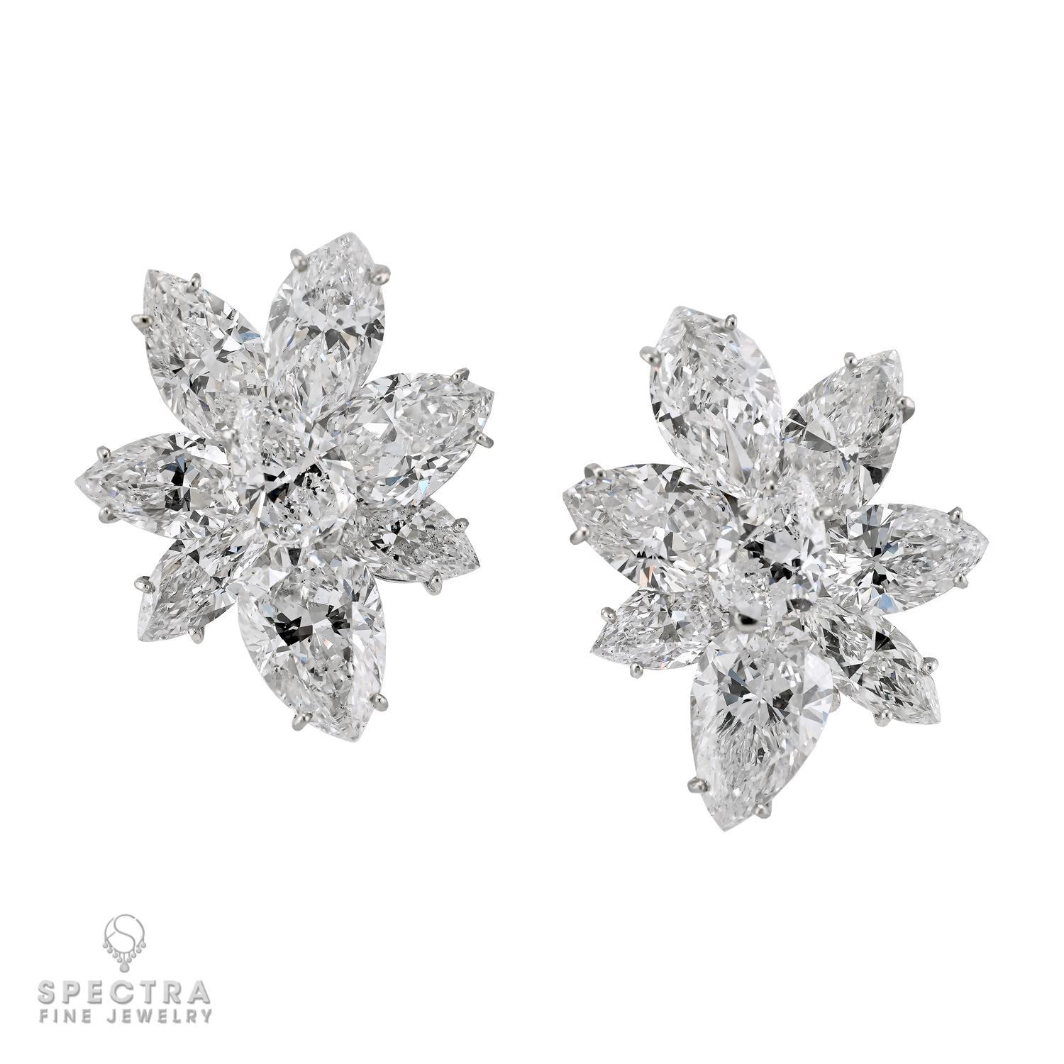 40.22 cts. Diamond Cluster Earrings in Platinum & 18K Gold