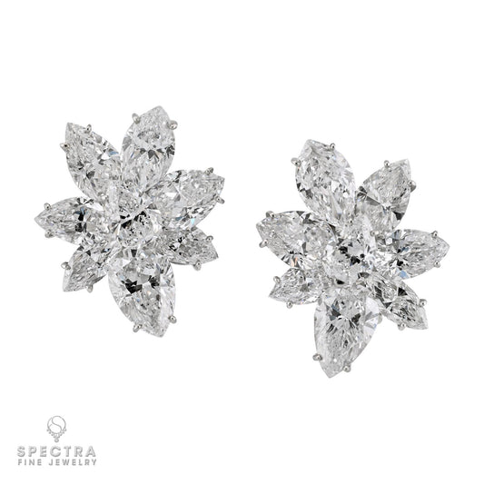 40.22 cts. Diamond Cluster Earrings in Platinum & 18K Gold