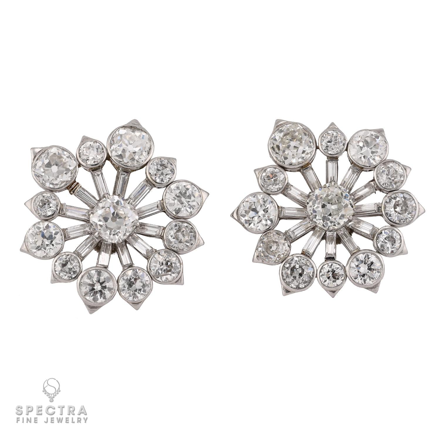 Van Cleef & Arpels Diamond Starburst Earrings, 1940s – Platinum