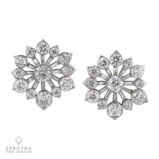 Van Cleef & Arpels Diamond Starburst Earrings, 1940s – Platinum
