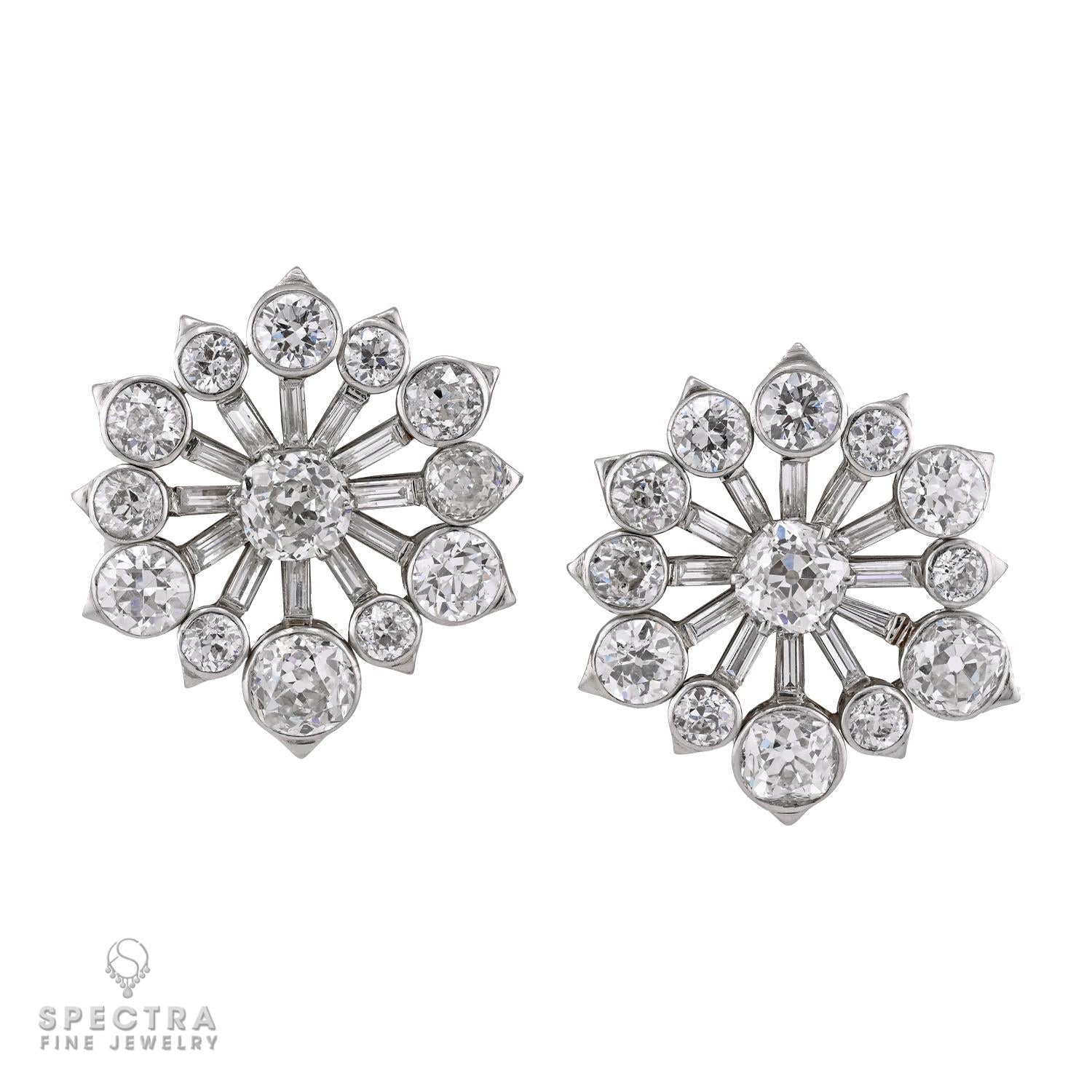 Van Cleef & Arpels Diamond Starburst Earrings, 1940s – Platinum
