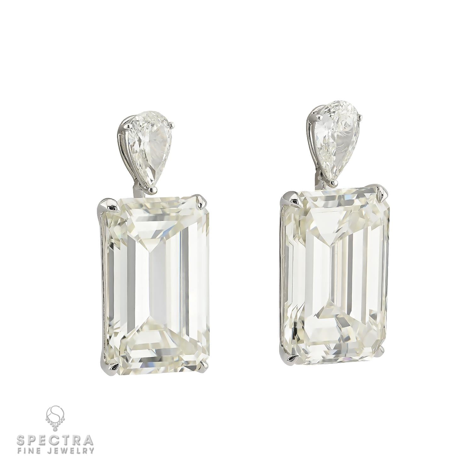 20.97ct & 22.55ct Emerald Cut Diamond Drop Earrings
