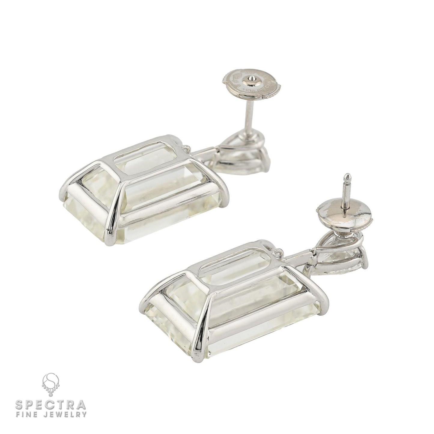 20.97ct & 22.55ct Emerald Cut Diamond Drop Earrings