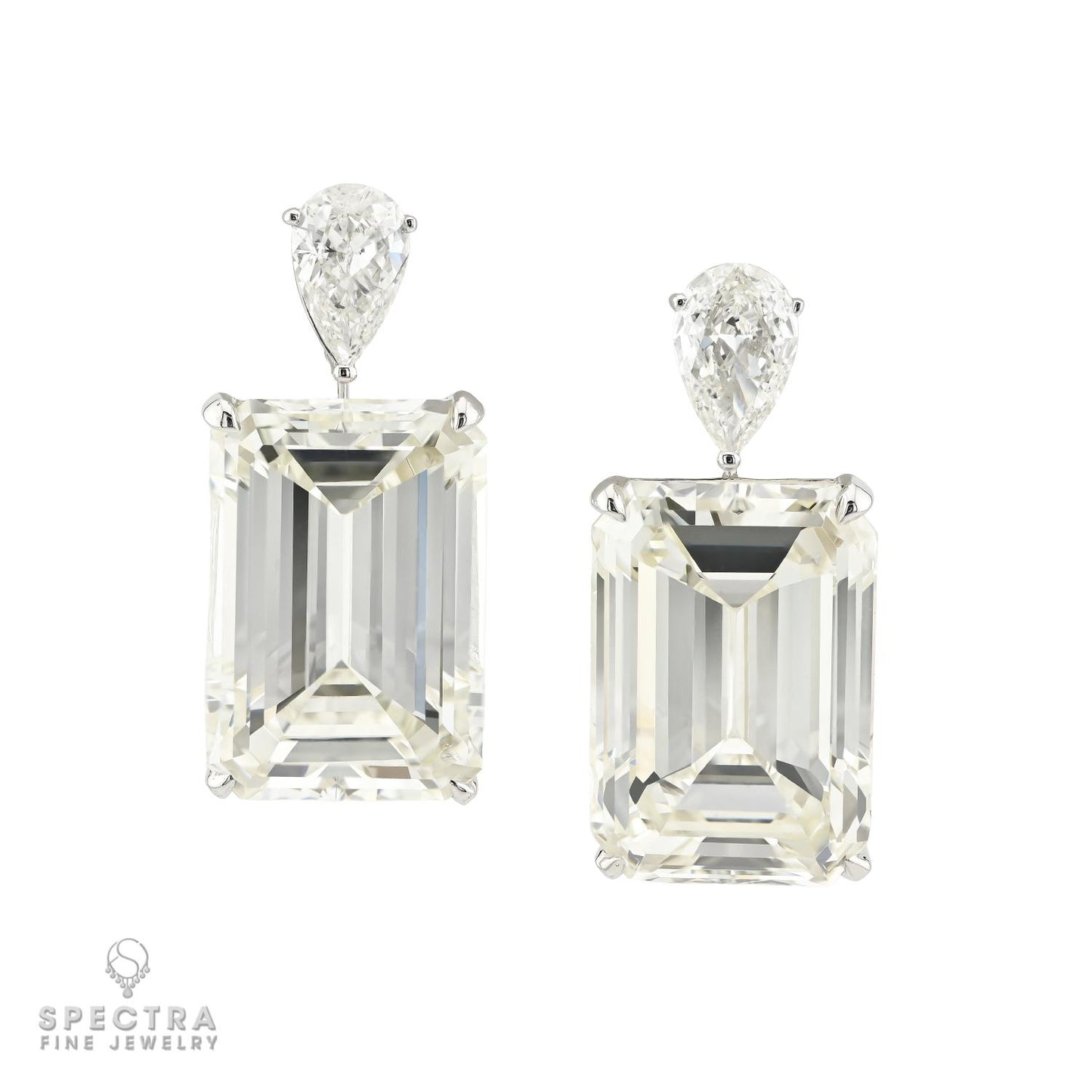 20.97ct & 22.55ct Emerald Cut Diamond Drop Earrings
