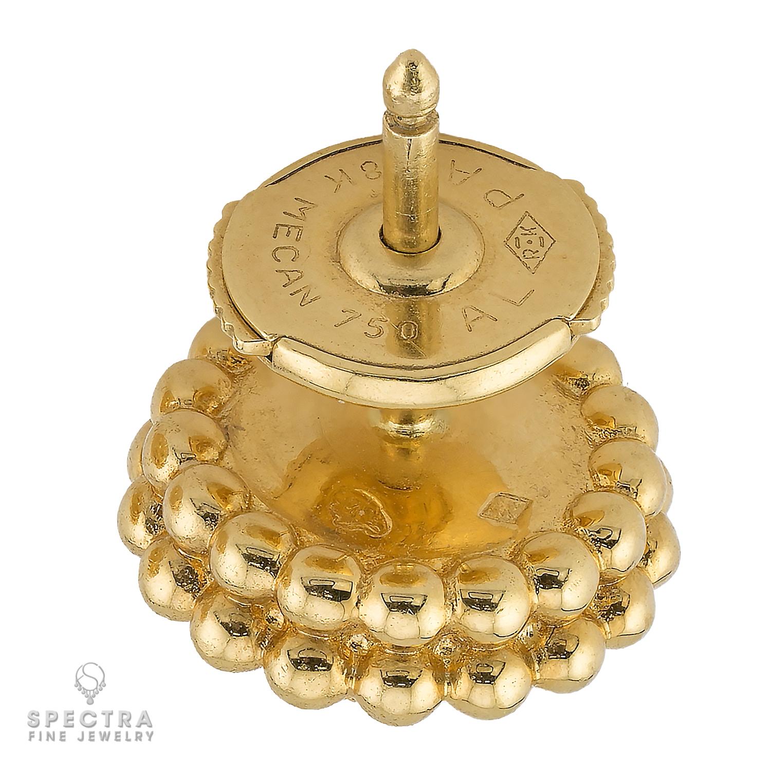 Van Cleef & Arpels Perlee Diamond Stud Earrings, 18K Yellow Gold