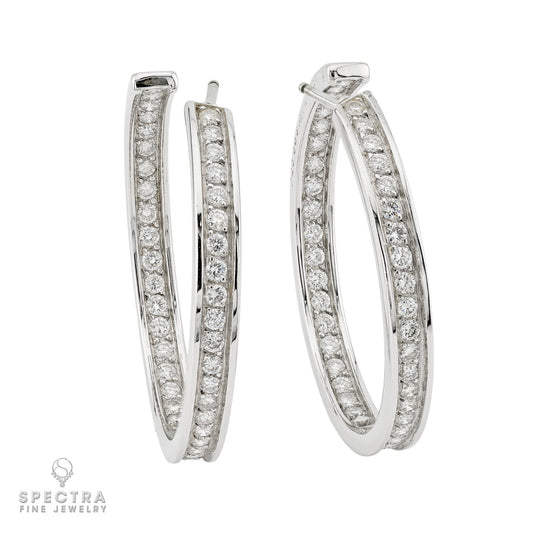 Cartier 2.75 ct Diamond Hoop Earrings, 18K White Gold