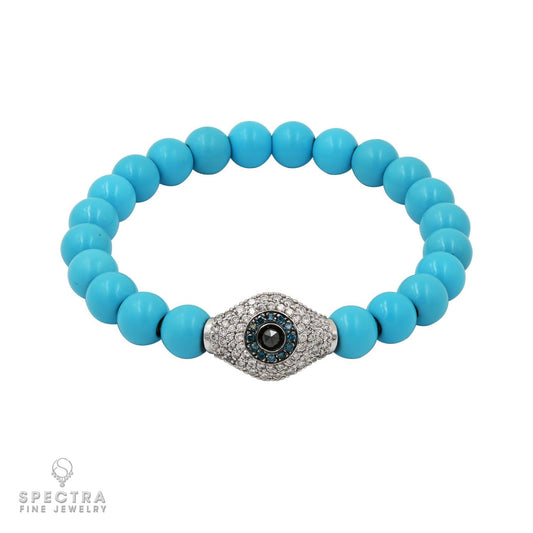 Evil Eye Defender" Turquoise and Diamond Bracelet