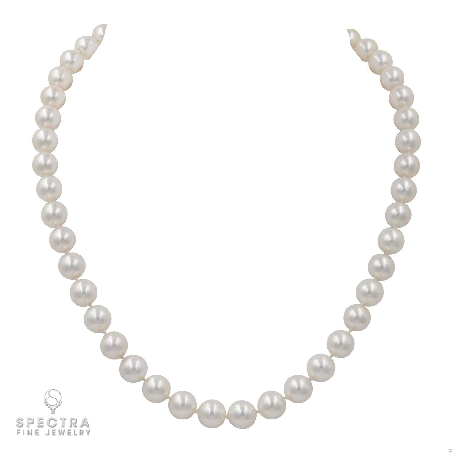 Exquisite 45 South Sea Pearl Bead Necklace with 14k White Gold Clasp and Diamond