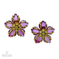 Amethyst and Diamond Flower Pendant and Earrings Set in 18k Yellow Gold