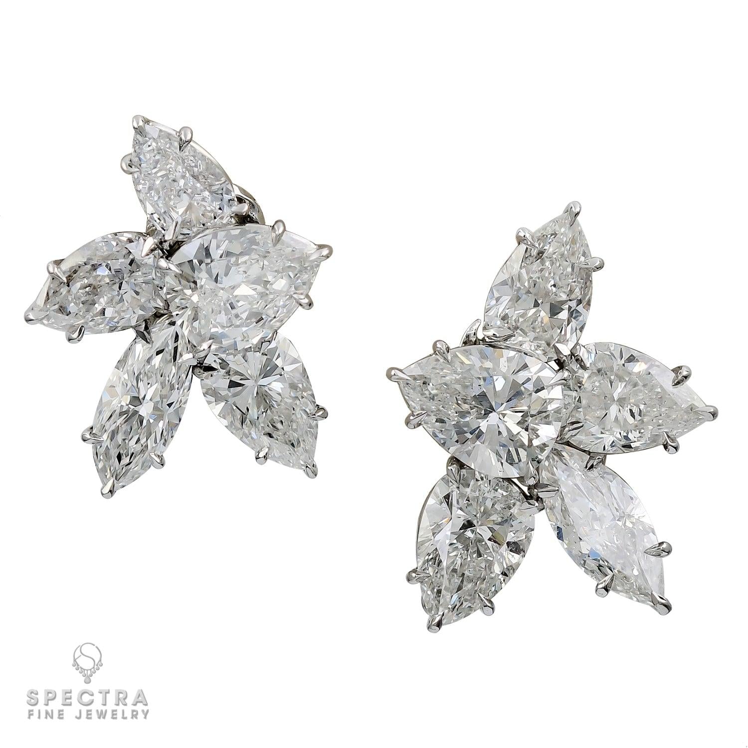 Spectra Fine Jewelry  9.46 cts. Diamond Cluster Platinum Earrings