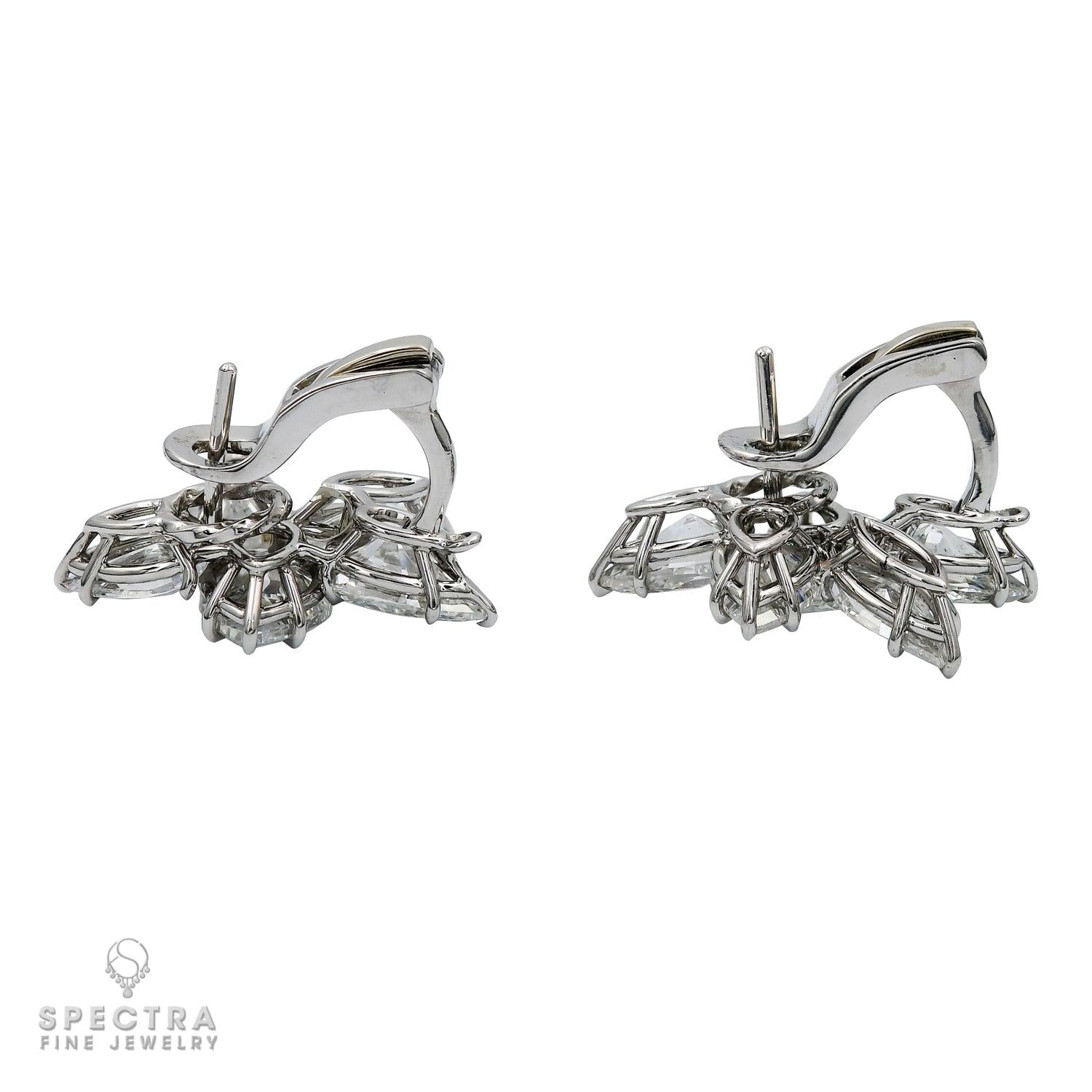 Spectra Fine Jewelry  9.46 cts. Diamond Cluster Platinum Earrings