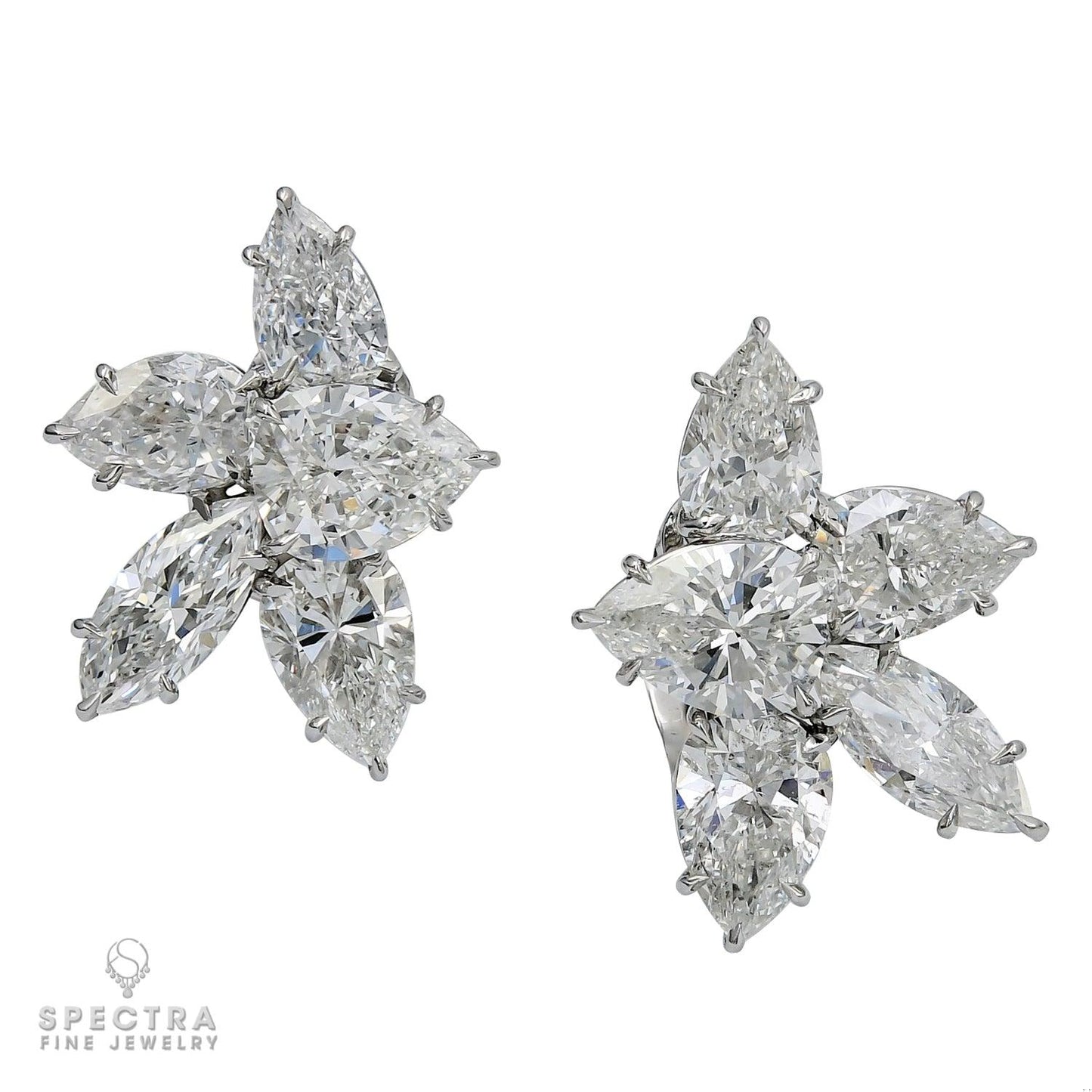 Spectra Fine Jewelry  9.46 cts. Diamond Cluster Platinum Earrings