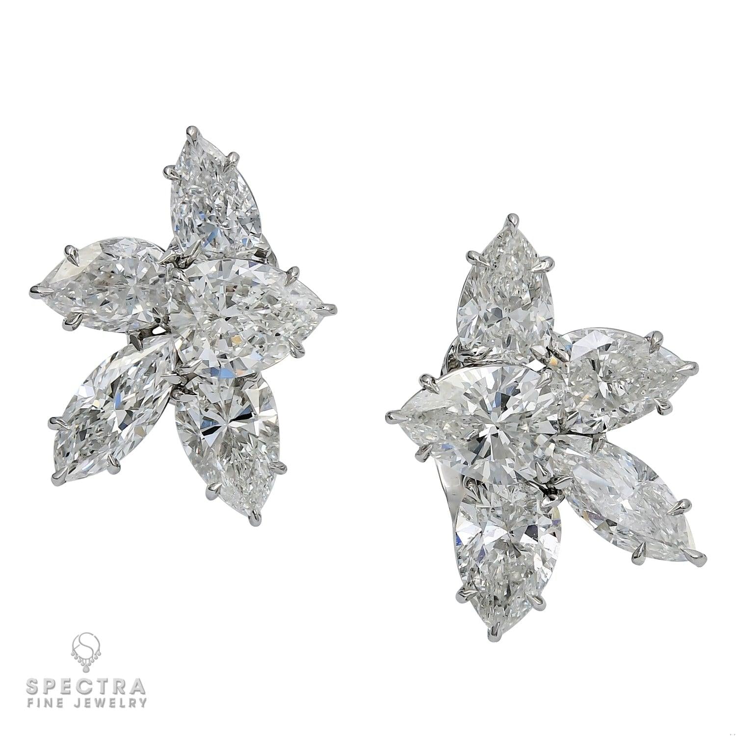 Spectra Fine Jewelry  9.46 cts. Diamond Cluster Platinum Earrings