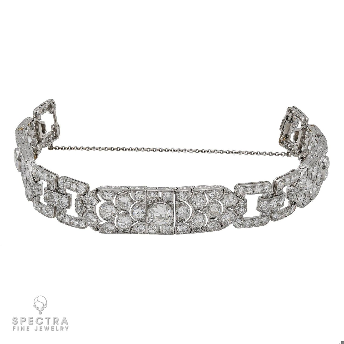 French Art Deco Diamond Buckle Link Bracelet