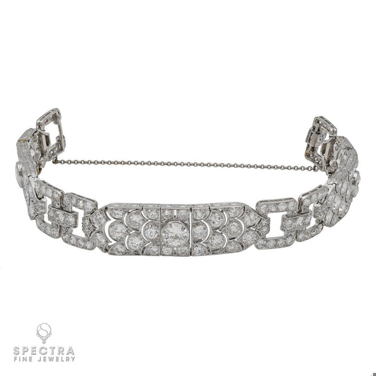 French Art Deco Diamond Buckle Link Bracelet