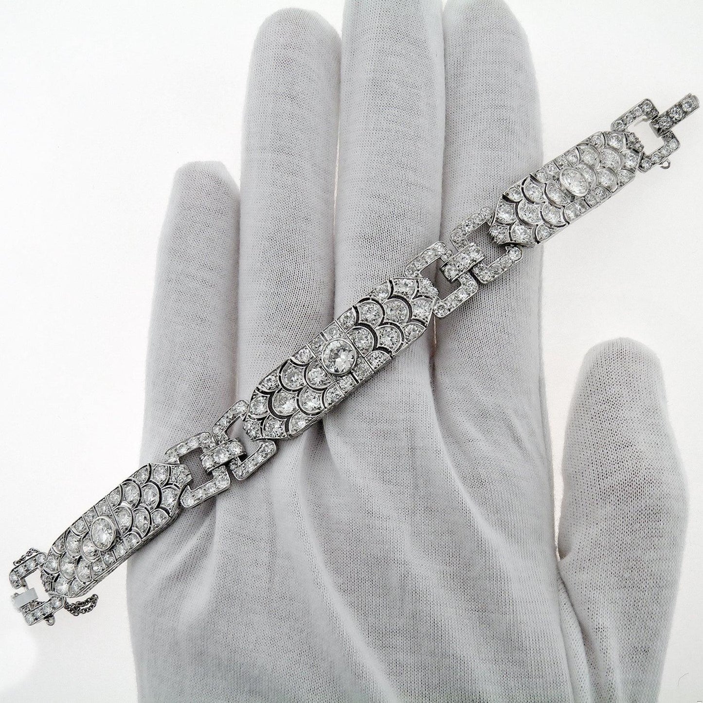 French Art Deco Diamond Buckle Link Bracelet